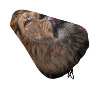 Lion Sticks Out Tongue Bike Seat Cover Morbido Imbottito, Extra Wide Bike Seat Cushion for Women Men Comfort, Ricambio Impermeabile Sedile Bicicletta Cuscino con Cordoncino, Adatto per Strada/Montagna