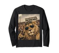 Lion Student Funny Meme Selfie Vintage Home Game Day Mascotte Maglia a Manica