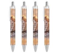 Lion Sunset Penna a sfera retrattile inchiostro nero punta a sfera 0,5 mm scrittura liscia note prendere appunti accessori per ufficio 4 pz
