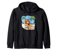 Lion vive la sua vita migliore in una vacanza tropicale Felpa con Cappuccio