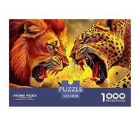 Lion Vs Leopard Fight Pezzi Adattamento Sicuro Scelta Regalo Perfetta Per Compleanni, Anniversari E Occasioni Speciali 52x38cm/1000pcs