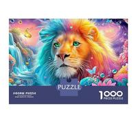 Lion with Green Eyes And Rainbow Mane Puzzle Da 1000 Pezzi The Lion Puzzle Classici Per Bambini E Adulti 38x26cm/1000pcs