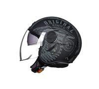 LIONCIANO Casco Da Moto, Casco Semi Aperto Certificato ECE-22.06 Casco Aperto Da Moto e Scooter Visiera Antigraffio Per Adulti Da Donna(Wings Of Liberty-Nero opaco,L=59-60cm)