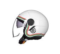 LIONCIANO Casco da moto, casco semi-aperto certificato ECE 22.06, casco aperto, moto e scooter, da donna, adulto, visiera antigraffio (Blanche Italie, L = 59 - 60 cm)