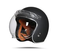 LIONCIANO Casco Moto Demi-Jet Moto Cross Casco Scooter Caschi Motorino Vintage DOT/ECE Omologato Donna Uomo, Casco Semiaperto Con Visiera Antigraffio(Nero Opaco, L56-57cm)