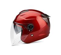 LIONCIANO Casco Per Adulti Con Doppia Visiera, Fibbia Di Sicurezza a 7 Paragrafi, Calotta In Abs Combinata Con Strato Tampone In Eps Per Fornire Una Migliore Protezione Alla Guida(Rosso,56-60CM)