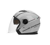 LIONCIANO Casco Semiaperto Adulto con Doppia Visiera, Casco Moto Demi-Jet Moto Cross Casco Scooter Caschi Motorino Vintage, Piloto Urbano Helm(Grigio)