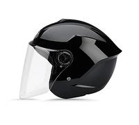 LIONCIANO Metà Aperto Faccia Casco Del Motociclo Con Visiera Riflettente，Casco Modulare Scooter，l'Anti-Collisione Protegge La Sicurezza Stradale Degli Utenti(Nero)