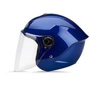 LIONCIANO Metà Aperto Faccia Casco Del Motociclo Con Visiera Riflettente,Casco Modulare Scooter,l'Anti-Collisione Protegge La Sicurezza Stradale Degli Utenti(Blu)