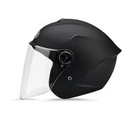 LIONCIANO Metà Aperto Faccia Casco Del Motociclo Con Visiera Riflettente，Casco Modulare Scooter，l'Anti-Collisione Protegge La Sicurezza Stradale Degli Utenti(Nero Opaco)