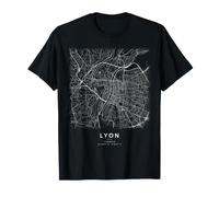 Lione Mappa Città Francia Strade e Coordinate Maglietta
