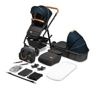 Lionelo Amber 2IN1 - Passeggino Duo 2 in1 Navicella e Passeggino, fino a 22 Kg reclinabile + Coprigambe Borsa e Parapioggia colore Blue