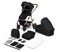 LIONELO Amber Passeggino 2in1 Duo Passeggino da 0 fino a 48 mesi con Seduta secchiello + Navicella per neonato e bambini a 22 kg Regolabile, pieghevole e leggero Ruote grandi Cappotina XXL (Nero, Big)