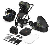 LIONELO Amber Passeggino Trio 0-22 kg Passeggino set 3-in-1: Passeggino + Navicella + Ovetto per neonato e bambini 0 fino a 48 mesi o 22 kg Regolabile e pieghevole, Ruote grandi, Cappotina XXL
