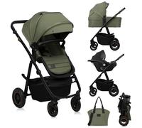 LIONELO AMBER PLUS Passeggino multifunzione 3 in 1 da 0 a 4 anni fino a 22 kg con gondola XL, seggiolino auto fino a 13 kg, schienale regolabile, grandi ruote fuoristrada 360o cappa XXL