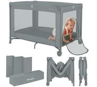 lionelo Lettino da Viaggio AMELIE 2in1per bambini dalla Nascita a 15 kg, Lettino Pieghevole e box bambini 100 x70 x 69 cm con Ingresso laterale, Materasso, Compacto, 2 Ruote, Borsa da viago