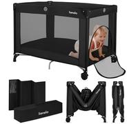 lionelo Lettino da Viaggio AMELIE 2in1per bambini dalla Nascita a 15 kg, Lettino Pieghevole e box bambini 100 x70 x 69 cm con Ingresso laterale, Materasso, Compacto, 2 Ruote, Borsa da viago