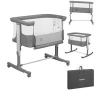 lionelo Aurora 3in1 Culla Co-sleeping e Lettino da viaggio per neonato bambini fino 9kg Regolabile in altezza e Inclinazione Parete aperta rete traspirata Materasso innovativo Zanzariera