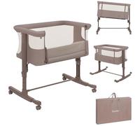 LIONELO Aurora Culla Co-Sleeping e Lettino da Viaggio per neonati da 0 Mesi | Altezza e Inclinazione Regolabili, Parete Apribile in Rete Traspirante e Materasso, Fino a 9 kg,