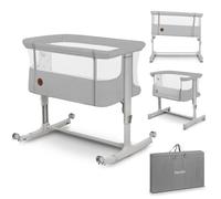 lionelo Aurora - Lettino 3 in 1 per bambini dalla nascita a 9 kg, altezza e inclinazione regolabili, materasso, 4 ruote bloccabili, pannelli in rete traspirante, portatile, lavabile, borsa per il