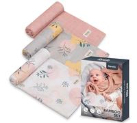 Lionelo Bamboo Set 3 Pezzi Mussole per neonato 70x70 cm in cotone bambù 100% naturale, Sicure dal primo giorno di vita, Antibatteriche Antimicotiche Ipoallergeniche Morbide Fasciatoio odori resistenti