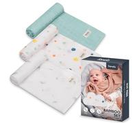 Lionelo Bamboo Set 3 Pezzi Mussole per neonato 70x70 cm in cotone bambù 100% naturale, Sicure dal primo giorno di vita, Antibatteriche Antimicotiche Ipoallergeniche Morbide Fasciatoio odori resistenti