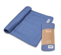 lionelo Bamboo Swaddle Musselin - Copertina per bebè, in 100% cotone di bambù naturale, dimensioni 120 x 120 cm, coperta per bambini, materiale piacevole e morbido, blu