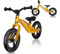 lionelo Bart Bici senza pedali per bambini da 2 anni a 30kg Ultraleggero 3kg e Resistente Telaio in magnesio resistenza ai danni Ruote da 12'' Manubrio e sella regolabili Poggiapiedi (Bart, Oro)