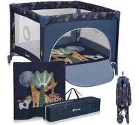 Lionelo BONNIE Box bambini pieghevole 100x100cm dalla nascita fino 15kg con materasso Lettino per neonati da viaggio senza spigoli vivi Entrata laterale Pareti realizzate in rete trasparente
