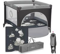 LIONELO Bonnie Box Bambini con materassino Pieghevole 100 x 100cm da 0 Mesi | Box neonato dalla nascita fino a 15 kg Senza Spigoli Vivi, 2 Ruote, Entrata Laterale e Pareti in Rete Trasparente, Borsa