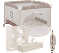 Lionelo BONNIE Box bambini pieghevole 100x100cm dalla nascita fino 15kg con materasso Lettino per neonati da viaggio senza spigoli vivi Entrata laterale Pareti realizzate in rete trasparente
