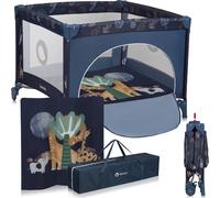 Lionelo BONNIE Box bambini pieghevole 100x100cm dalla nascita fino 15kg con materasso Lettino per neonati da viaggio senza spigoli vivi Entrata laterale Pareti realizzate in rete trasparente