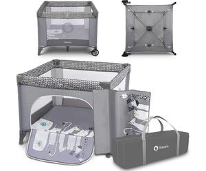 Lionelo Box per Bambini 0-15 Kg Recinto Neonato Pieghevole con Rete apribile e Ruote colore Grey Stone - Lene
