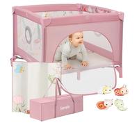 LIONELO Mille, lettino da viaggio e box 2 in 1, 100 x 100 cm fino a 15 kg, ingresso laterale con chiusura lampo, letto da viaggio per bambini con materasso, ruote con freno, facile da piegare
