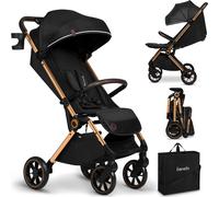 Lionelo CLOE - Passeggino Leggero Compatto Pieghevole da 6+M fino 22 Kg completo di Cappotta, Cestino Porta Oggetti, zanzariera e Corrimano colore Black Onyx