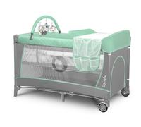 Lionelo Lettino Culla Neonato da Campeggio, Viaggio, Portatile Pieghevole + Borsa e Fasciatoio colore Turchese - Flower
