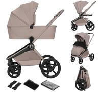 Lionelo FREYA Passeggino 2in1 (0-4 Anni, 0-22 Kg), Navicella Pieghevole e Passeggino Neonati, Posizione Sdraiata, Sospensioni e Ruote PU, Capottina UPF50+, Fibbia Magnetica, Ventilazione, Accessori