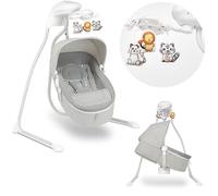 LIONELO Henny 3 in 1 Culla, Lettino e Altalena per naonato e bambini da 0 fino a 9 kg Girevole di 180 gradi, Dondolo sdraietta e Sedile Regolabile con 12 melodie e MP3, Zanzariera, Cinture