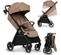 LIONELO INGRID Passeggino leggero per bambini da 6mesi a 4 anni/22kg Grandi ruote 360° in Schiuma EVA Assorbimento Pieghevole con una mano Schienale e poggiapiedi regolabili (INGRID, Beige)