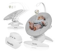 LIONELO Iris sdraietta neonati girevole su 360o per bambini fino a 9 kg Regolazione dello schienale, 5 velocità di oscillazione Cinture di sicurezza Antiscivolo, 12 Melodie Archetto con giocattolo