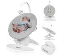LIONELO Iris sdraietta neonati girevole su 360o per bambini fino a 9 kg Regolazione dello schienale, 5 velocità di oscillazione Cinture di sicurezza Antiscivolo, 12 Melodie Archetto con giocattolo