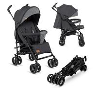 Lionelo IRMA - Passeggino Leggero Compatto Pieghevole da 6+M fino 15 Kg completo di Coprigambe, telo Zanzariera e pellicola Pioggia colore Nero