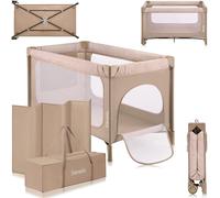 lionelo JASMIN Premium Lettino da Viaggio per Bambini 0-36 Mesi Culla Pieghevole per Neonati Fino 15kg con Materasso Innovativo in Schiuma T25, 2 Livelli di Altezza, Sistema Easy Fold e Ruote