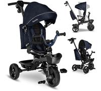 LIONELO Kori Triciclo Evolutivo per Bambini da 1.5 Anni fino a 25 kg Sedile Girevole 360° Telaio ultraleggero in lega di magnesio, Pneumatici resistenti, Maniglione per genitori e Accessori
