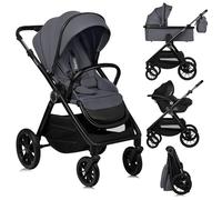 LIONELO LAYLA 3 in 1 Passeggino combinato Passeggino da 0 a 48 mesi fino a 22 kg, Navicella fino a 9 kg, Seggiolino auto fino a 13 kg, AiryDots, Ruote in PU girevoli a 360°, Sospensione completa