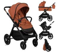 LIONELO LAYLA 3 in 1 Passeggino combinato Passeggino da 0 a 48 mesi fino a 22 kg, Navicella fino a 9 kg, Seggiolino auto fino a 13 kg, AiryDots, Ruote in PU girevoli a 360°, Sospensione completa