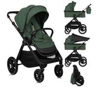 LIONELO LAYLA Passeggino combinato 2 in 1 da 0 a 48 mesi fino a 22 kg, navicella fino a 9 kg, schienale e poggiapiedi regolabili, AiryDots, ruote in poliuretano girevoli a 360°, sospensione completa