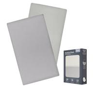 LIONELO Lenzuola con angoli per lettino neonato, Set da 2, 118x60 cm, Cotone di bambù naturale, Traspiranti, Ideali per materasso di lettino, lettino da viaggio/Campeggio o culla, Bianco/Grigio