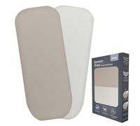 LIONELO Lenzuola con angoli per lettino neonato, Set da 2, 70x28 cm, Cotone di bambù naturale, Traspiranti, Ideali per materasso di lettino, lettino da viaggio/Campeggio o culla, Bianco/Grigio