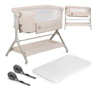 Lionelo Leonie Plus - Lettino 3 in 1 fino a 9 kg, letto supplementare e culla, regolazione dell'altezza, pareti ariose, lato rimovibile, ruote con freno, cestino grande